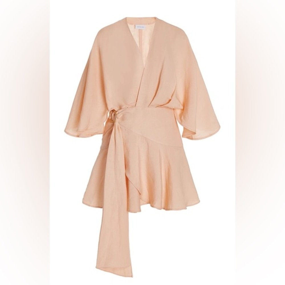 Significant Other Olivia Linen Blend Mini Wrap Dress